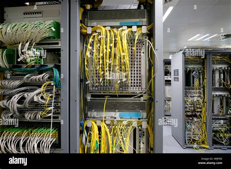 Detail Of Cable Management On A Data Centre Server Room Stock Photo