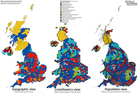 Uk General Election Second Placed Parties Worldmapper