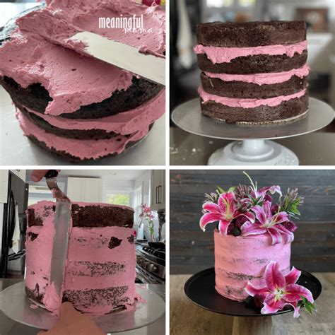How To Make A Pink Naked Cake With Flowers