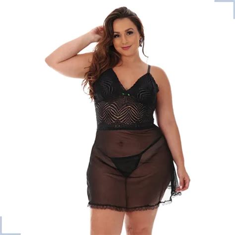 Lingerie Fantasia Camisola Plus Size Sexy Calcinha Sensual Mercadolivre