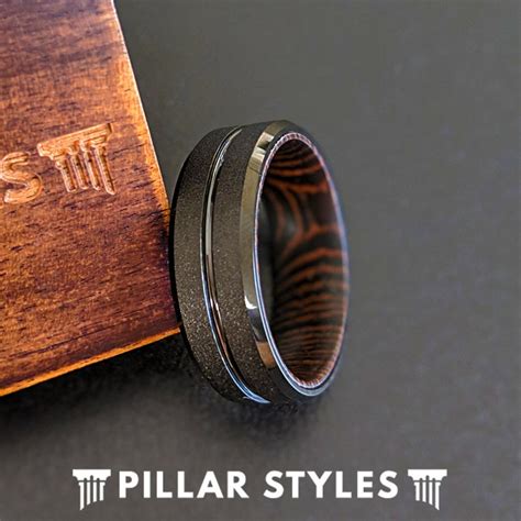 Exotic Wenge Wood Ring Mens Wedding Band 8mm Tungsten Wood Wedding R