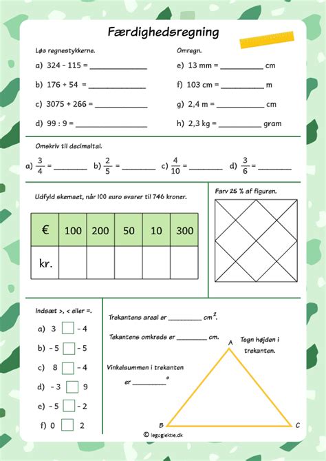 Færdighedsregning 1 matematik 5 klasse Leg og Lektie