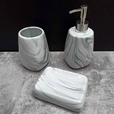 Набор аксессуаров для ванной комнаты Серый мрамор 3 предмета BonaDi 851 ...