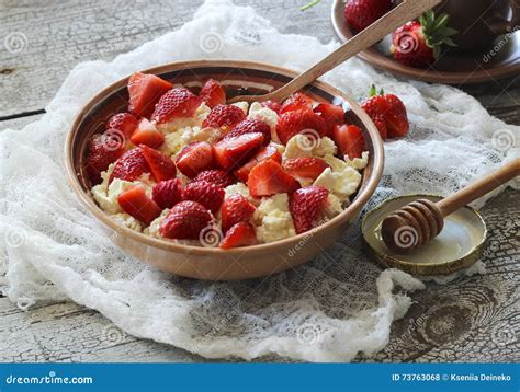 Cottage Cheese With Strawberries Stock Photo Image Of Dairy Dish