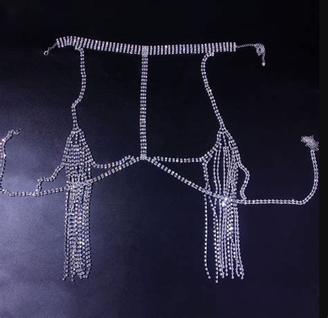 Rhinestone Tassel Body Chain Sexy Bikini Chest Chain Etsy