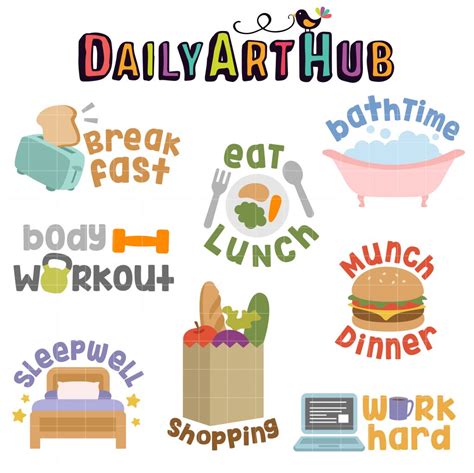 Daily Life Clip Art Set Daily Art Hub Graphics Alphabets And Svg