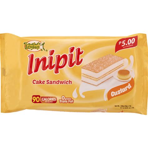 Lemon Square Inipit Custard Cake Sandwich 23g X 10s Snacks Walter