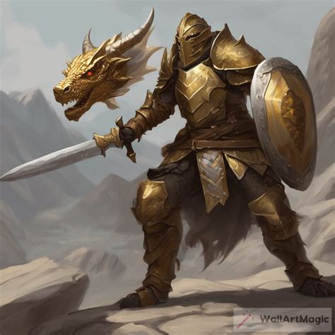 The Fierce Dragonborn Paladin A Tale Of Golden Scales Wallartmagic