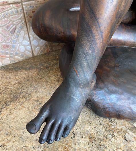 Oriental Large Hand Carved Wooden Sculpture Balinese Female Nude