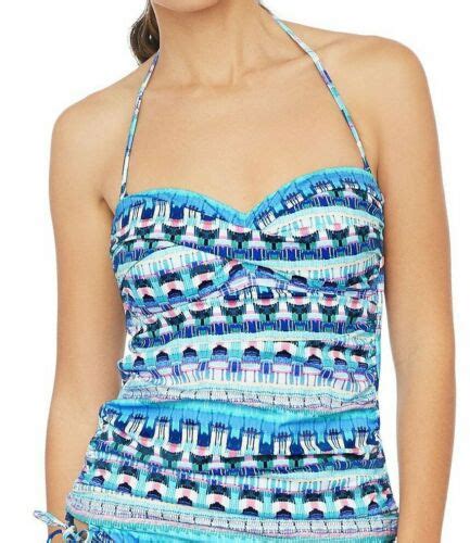 NWT La Blanca Swimsuit Bikini Tankini Top Size 10 Bandeau Blue EBay