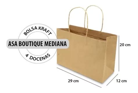 Bolsa De Papel Kraft Asa Boutique Mediana Docenas Env O Gratis