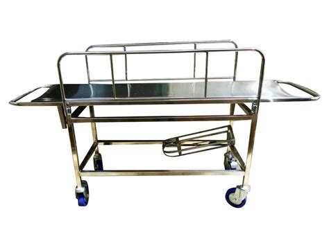 Silver Stainless Steel Patient Stretcher Trolleyss For Hospital Size