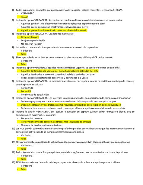 Teoria Tecniesta Preguntas Para Parcial Todos Los Modelos Contables