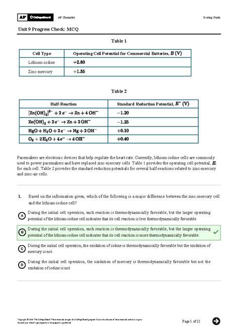 Unit 9 AP Chem Progress Check: MCQ Prep for Taylor 2 - Studocu