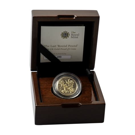 2016 Uk £1 One Pound Gold Proof Coin Last Round Pound Boxed £1434