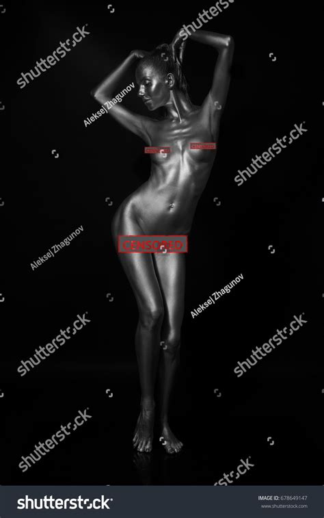 Naked Female Body Silver Body Painting Stock Photo Shutterstock
