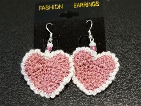 Crochet Heart Earrings Crochet Crochet Heart Crochet Earrings