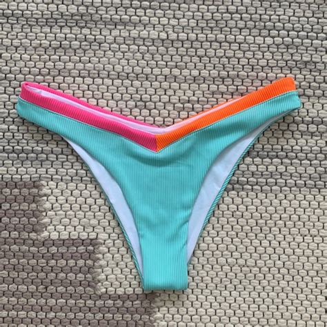 Swim Oneone Lookalike Colorful Turquoise Pink And Orange Bikini Bottoms Poshmark