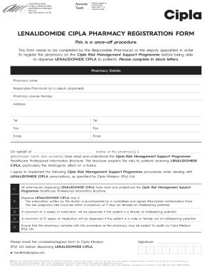 Fillable Online Cipla Pharmacy Registration Form Fax Email Print