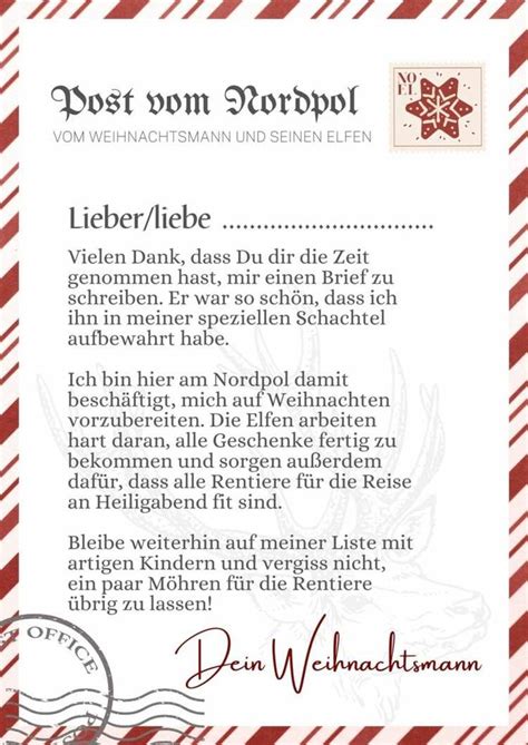 Brief Vom Weihnachtsmann Schreiben Kostenlose Vorlagen Zum Ausdrucken