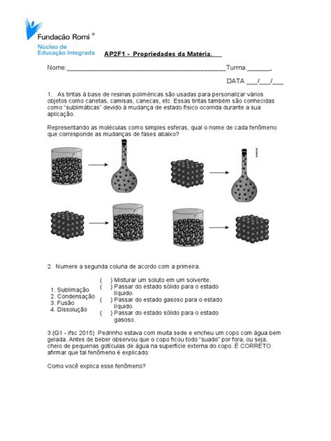 Propriedade Da Matéria Exercícios - Exercícios Propriedades Da Matéria | PDF