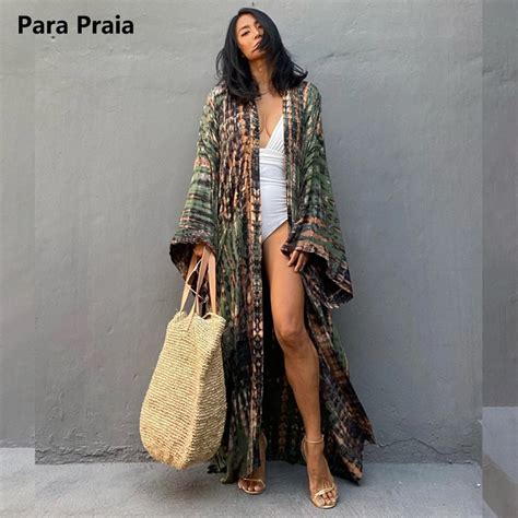 Para Praia Kimono Plaj Robe Yarasa G Mlek Bikini Kapak Ups Beachwear