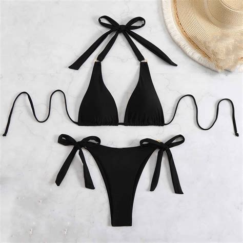 Aunvito Elegant Swimsuit For Women Fashion Comfortable Solid Bikini Women S Sexy Plain