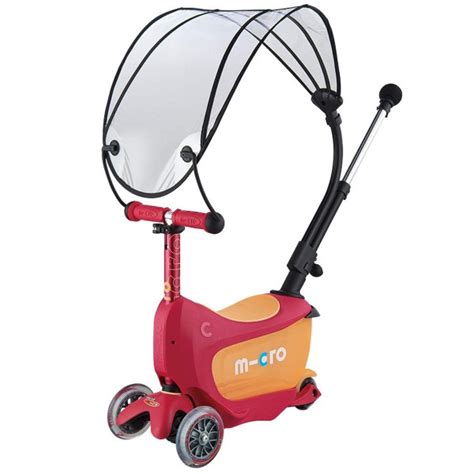 Самокат для малышей Micro Mini2Go Deluxe ruby red с навесом и сиденьем