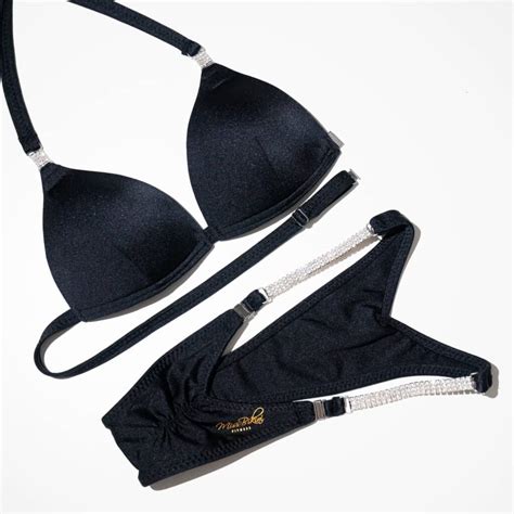 Black Posing Suit With Connectors Miss Bikini Fitness