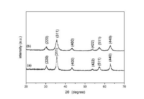 XRD Patterns For Naked Fe 3 O 4 Microparticles A And MCCPs B