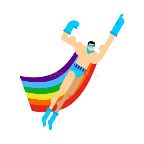 Superhero Gay Cartoon Isolated Super Lgbt In Mask And Raincoat Stock Vector Illustration Of