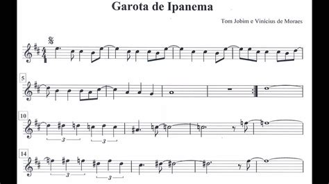 Garota De Ipanema Tom E Vin Cius Partitura Playback Youtube