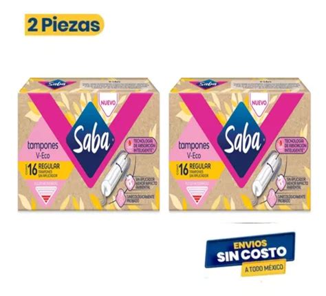 Saba Tampón Regular V eco Flujo Moderado Sin aplicador 32 Pz Meses