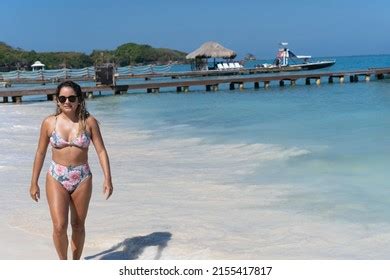 Latina Woman Walking On Beach Stock Photo Shutterstock