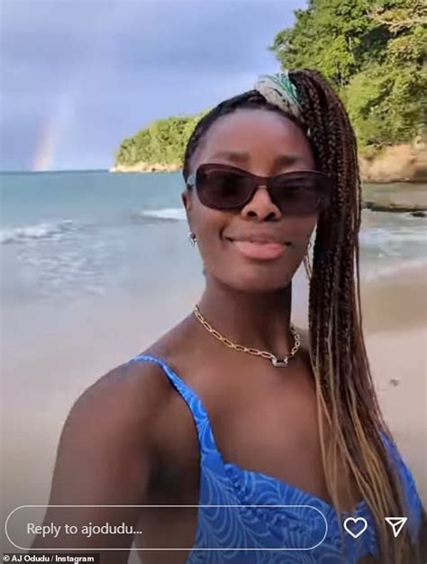 Aj Odudu Displays Her Incredible Figure In A Blue Bikini As She Soaks Up The Sun During Lavish