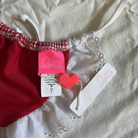 Red Gingham Bikini With White Eyelet Hem Read Depop