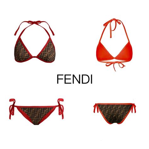 Fendi Ff Brown Red Bikini Set Artlxry London