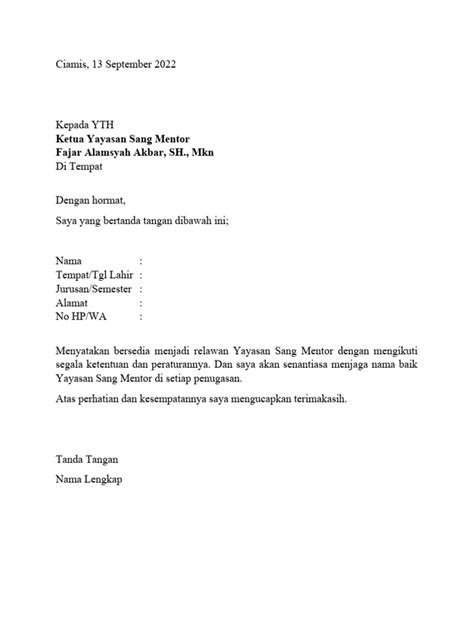 Contoh Surat Relawan Pdf