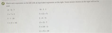 Solved Match Each Expression On The Left With An Equivalent Algebra