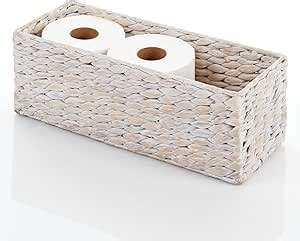 Mdesign Woven Hyacinth Narrow Bathroom Toilet Roll Holder Storage