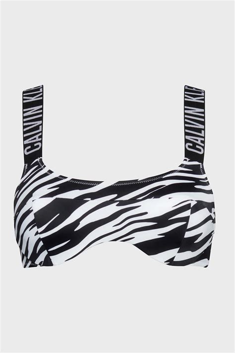 Calvin Klein Logolu Desenli Astarl Dolgusuz Bayan Bikini St Kw Kw Gn S Yah Beyaz
