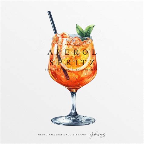 Aperol Spritz Watercolor Clipart Aperol Spritz Drink Etsy