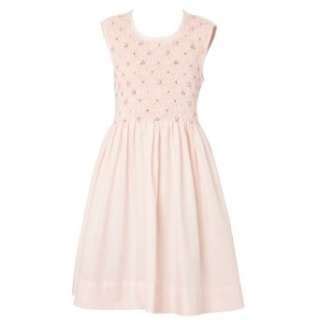 Sarah Louise M Hand Smocked Pink Ls Dress W Floral Embroidery