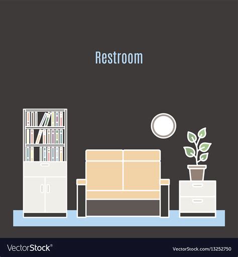 Restroom Interior Design In Line Style Royalty Free Vector