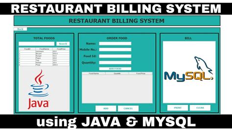 Restaurant Billing System In Java Java Swing Mysql Billing Management System Java