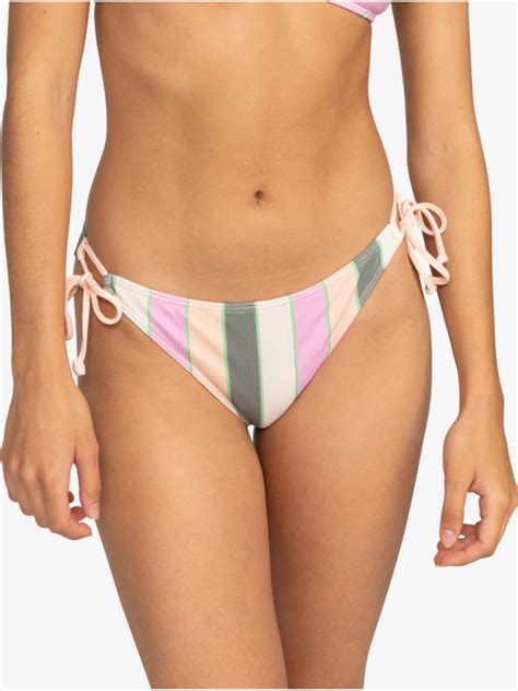 Vista Stripe Tie Side Bikini Bottoms For Women Roxy