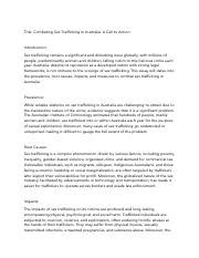 Combatting Sex Trafficking In Australia Root Causes Impacts Course Hero