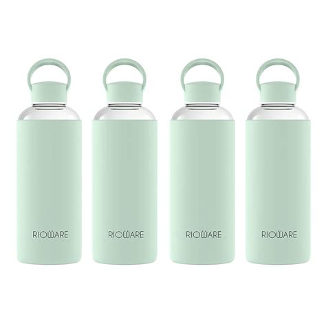 Rioware Aquashot Borosilicate Glass Water Bottle With Silicon Sleeve