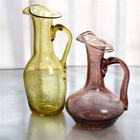 Carafe D Corative En Verre Souffl Artisanal Syrien Couleur Ambre