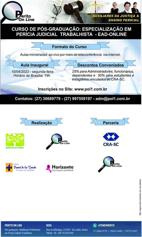 Pos Graduação Em Pericia Judicial - Curso de Pós-Graduação: Especialização em Perícia Judicial Trabalhista ...